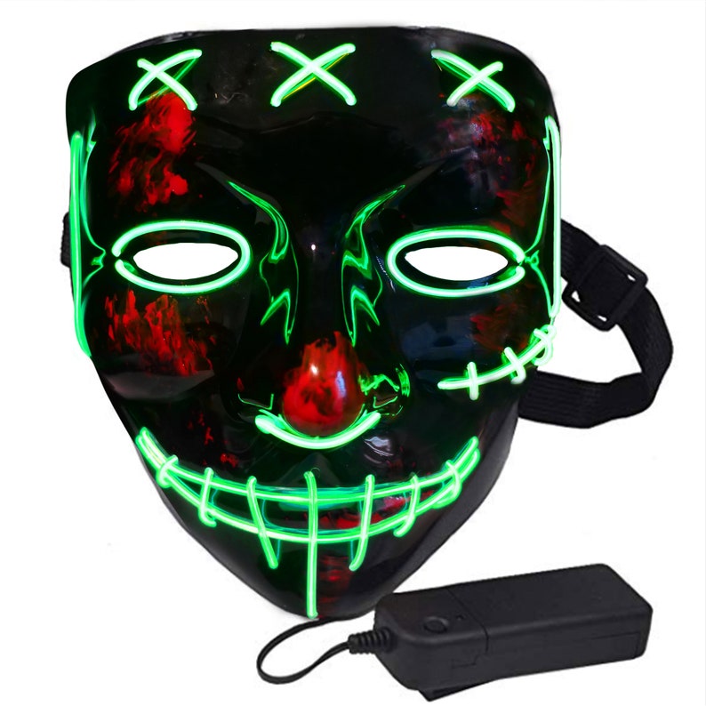 Halloween Light Up Mask Sinister Stitched LED Lighted Costume Mask Halloween, EDM, Cosplay, Rave, Party, Movie