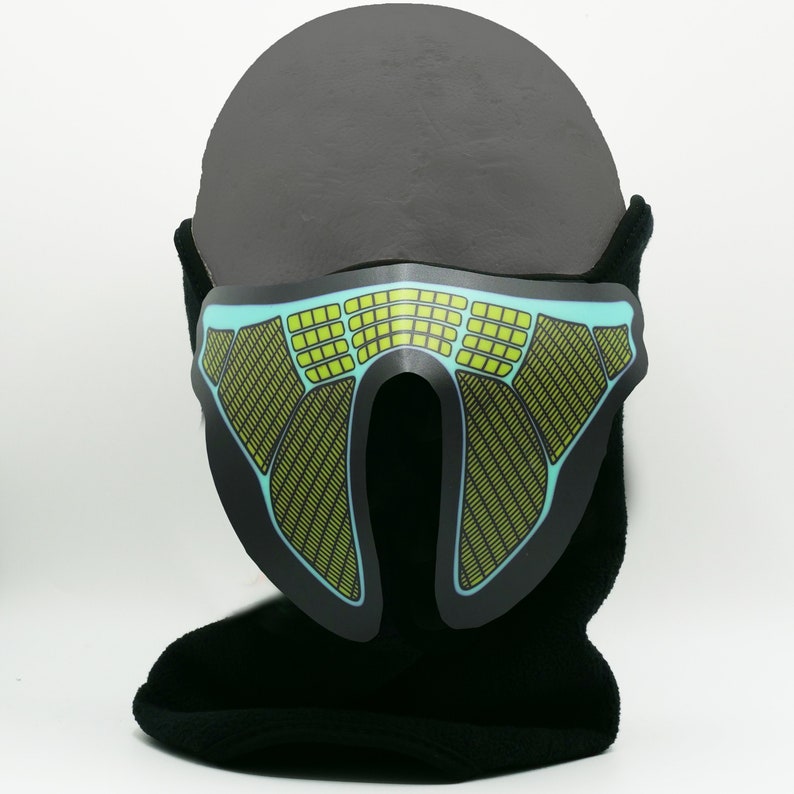 Sound Reactive LED Lighted Half Mask Green Equalizer