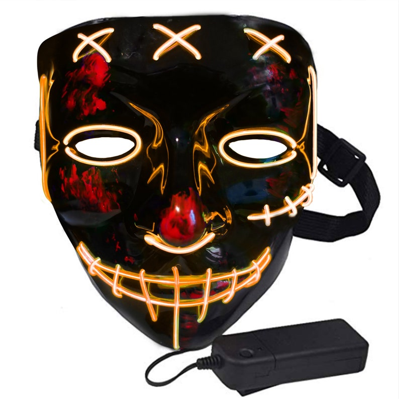 Halloween Light Up Mask Sinister Stitched LED Lighted Costume Mask Halloween, EDM, Cosplay, Rave, Party, Movie