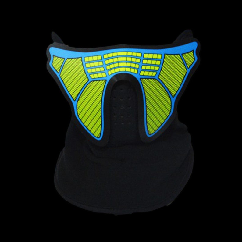 Sound Reactive LED Lighted Half Mask Green Equalizer