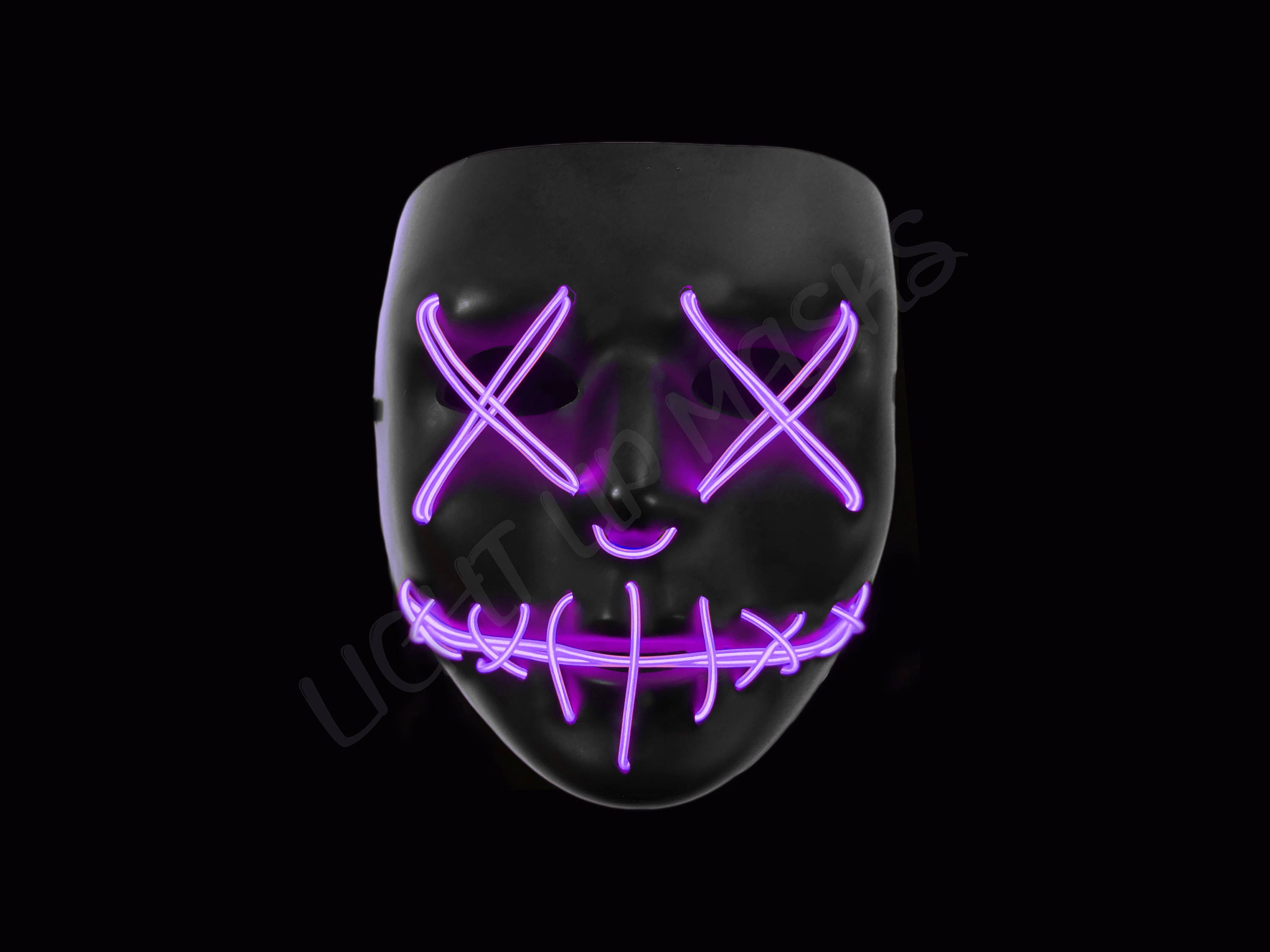 Light Up Mask Stitched Purple Led EDM Rave Party DJ Etsy