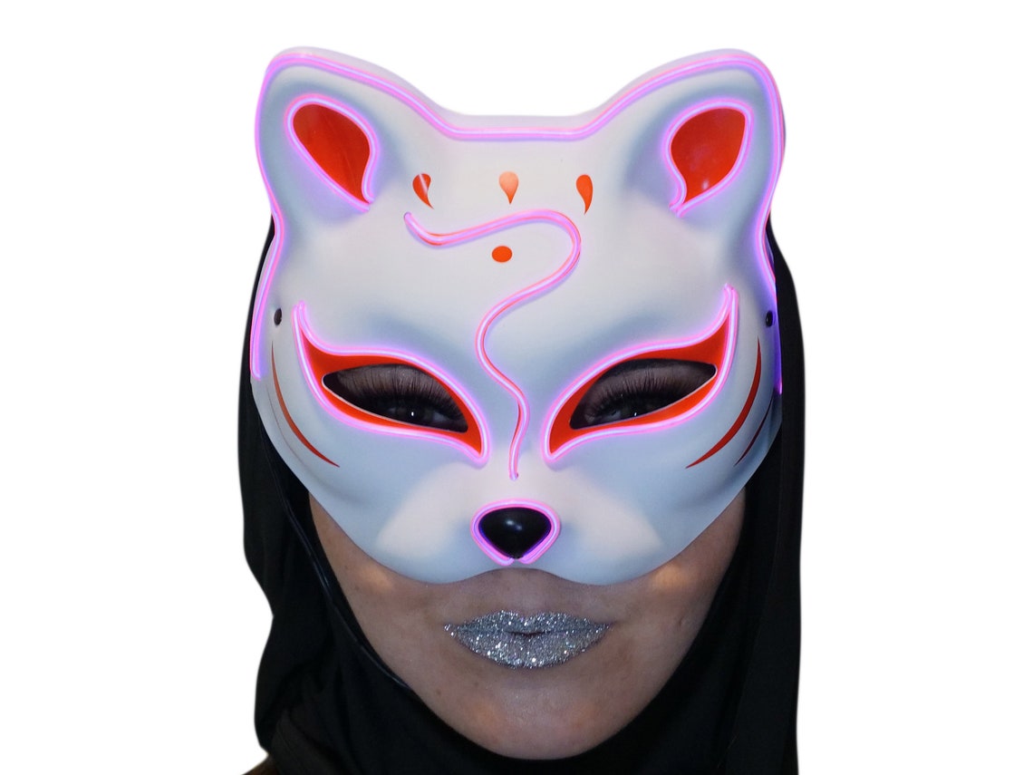 Kitsune Fox LED Lighted Mask Halloween EDM Cosplay Rave Etsy