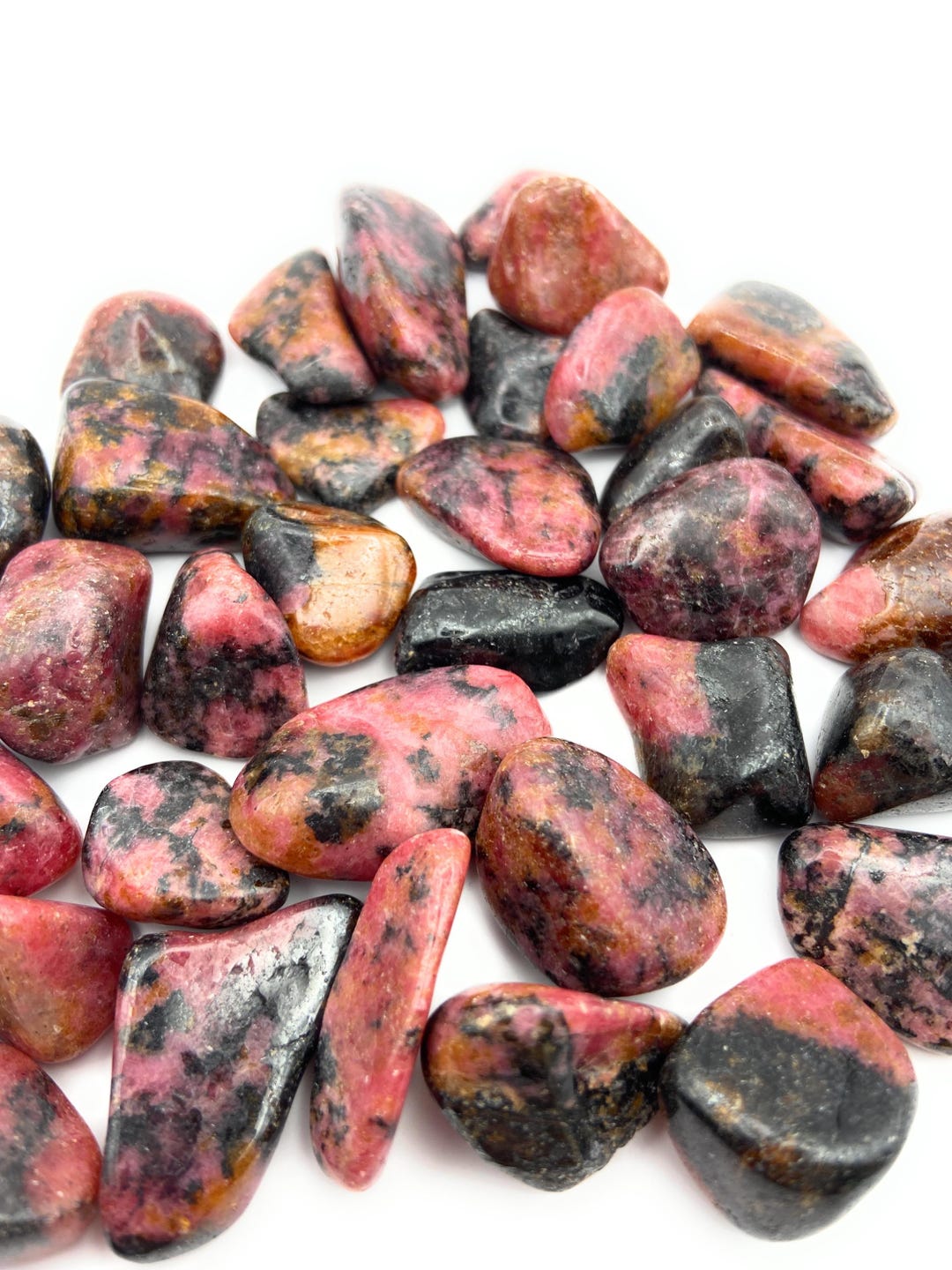 Rhodonite Crystal Tumbled Stones. Small, Medium and Large. Available X1 ...