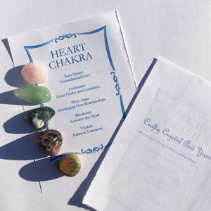 Heart Chakra Crystal Kit - Rose Quartz, Aventurine, Moss Agate, Rhodonite, Unakite