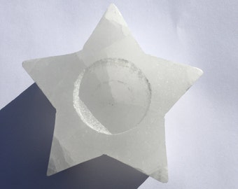 Selenite Star Tealight Holder