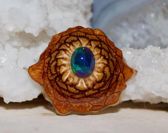 Black Opal Colorado Pine Cone Pendant Necklace Size Small 1”