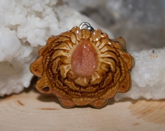 Sunstone Colorado Pine Cone Pendant Necklace Size Small 1-1.25”