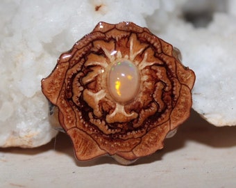Ethiopian Opal Colorado Pine Cone Pendant Necklace Size Small 1-1.25”
