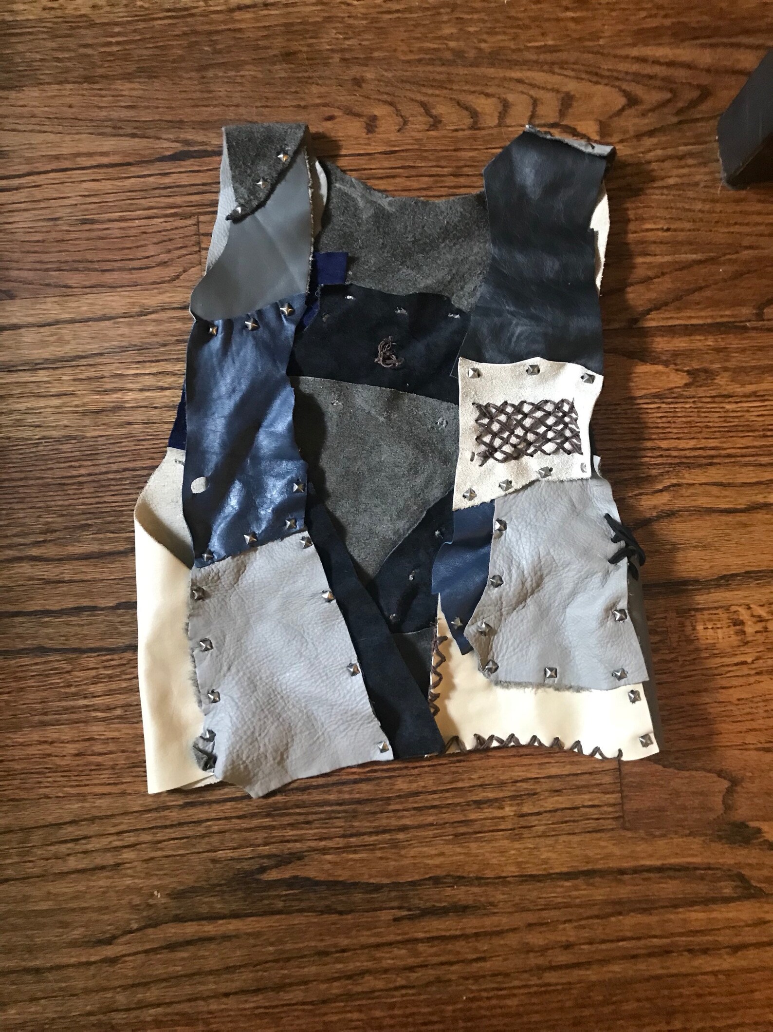 Patchwork Leather Vest Etsy