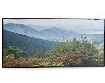 Blue Ridge Mountains Photo, Roan Highlands Sunset, North Carolina Landscape, Handmade Photo on Wood, Mother's Day Gift, Free Ship