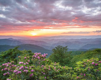 Blue Ridge Mountains Sunset, Fine Art Photo Print, North Carolina Landscape