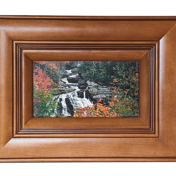 Cullasaja Falls, North Carolina Fall, Blue Ridge Mountains, Autumn Photography, Handmade Photo on Wooden Cabinet Door, Christmas Gift