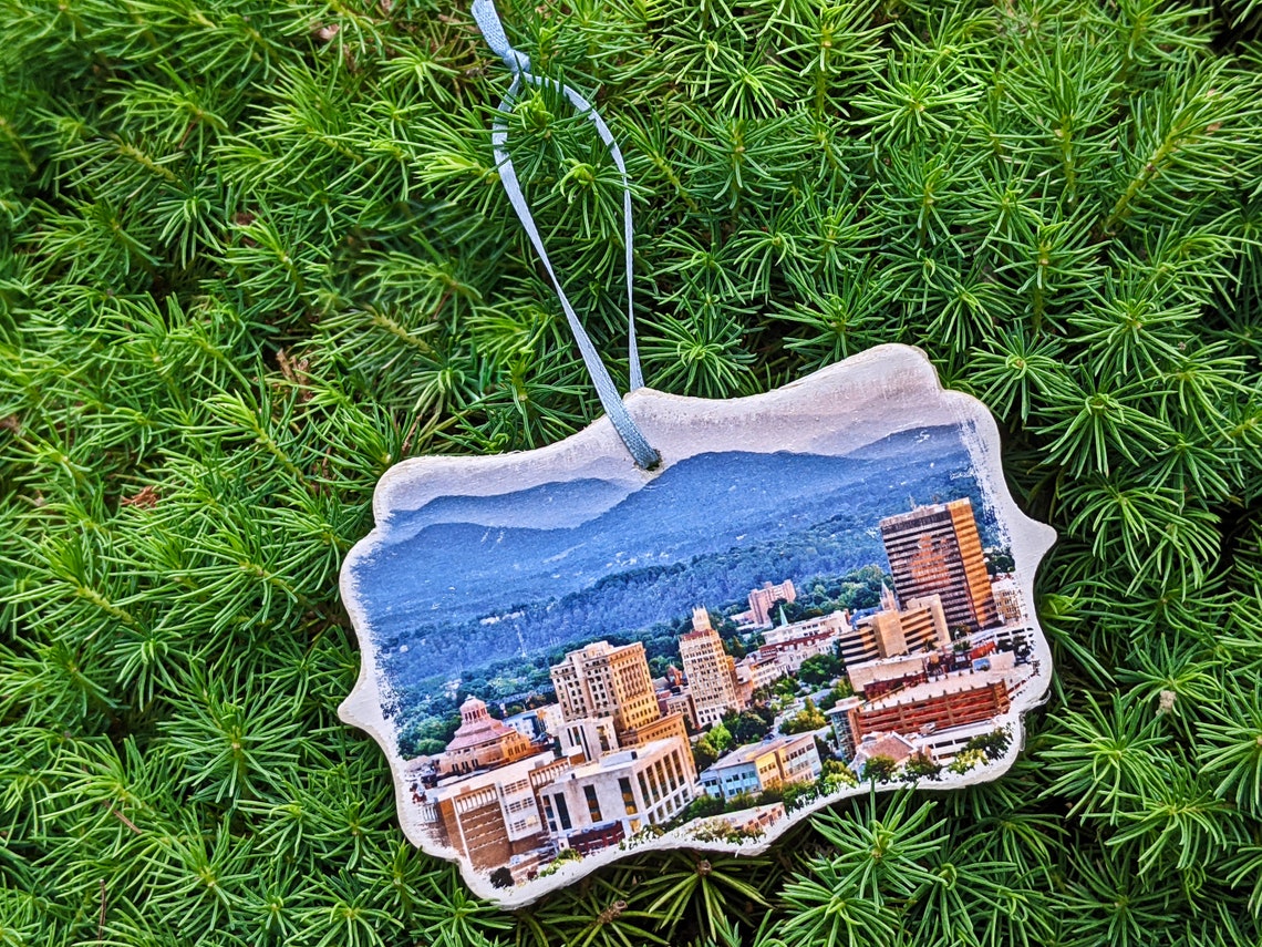 Handmade Christmas Ornament Asheville Photo on Wood North Etsy