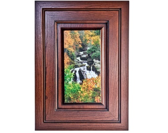 Cullasaja Falls, North Carolina Fall, Blue Ridge Mountains, Autumn Photography, Handmade Photo on Wooden Cabinet Door, Christmas Gift