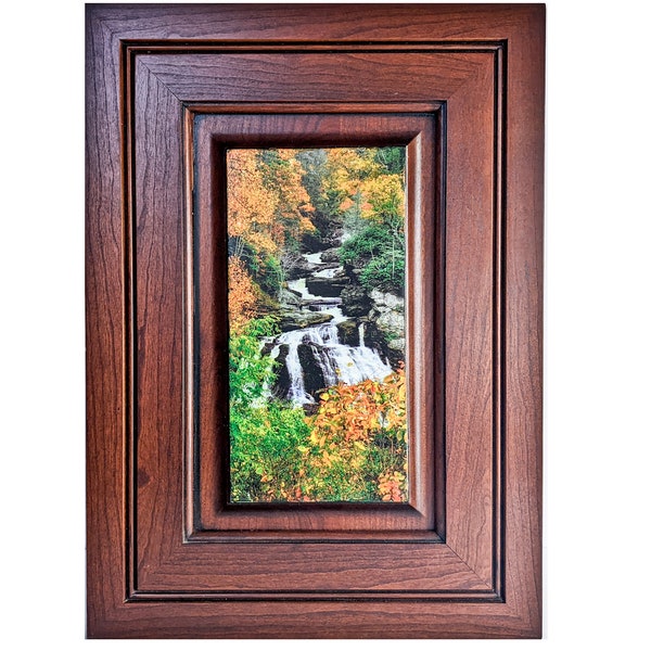 Cullasaja Falls, North Carolina Fall, Blue Ridge Mountains, Autumn Photography, Handmade Photo on Wooden Cabinet Door, Christmas Gift
