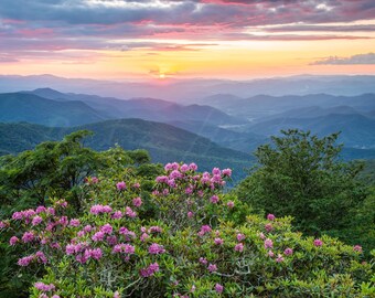Blue Ridge Mountains Sunset, Fine Art Photo Print, North Carolina Landscape