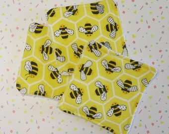 Reutilizable hecho a mano de desmaquillante de abejas Toallitas, cara de ropa, rondas de cara, cero residuos, lavable