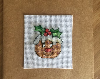 Hand stitched Christmas cards - Pudding Motif