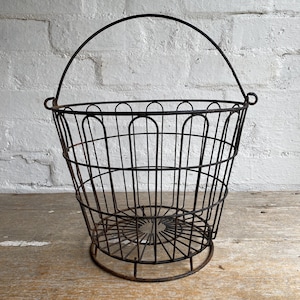 Antique Steel Wire Oyster Basket | Rustic Nautical Farmhouse Decor