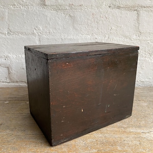 Antique Stained Wooden Box, Hinged Primitive Keepsake Chest, Farmhouse Decor