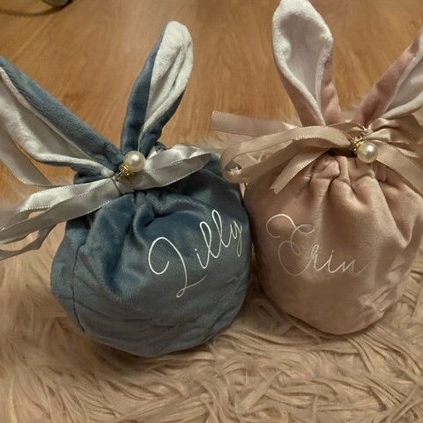 Personalised Easter Treat Bags, Personalised Easter Bags, Bunny Bag, Velvet Bunny Treat Bag