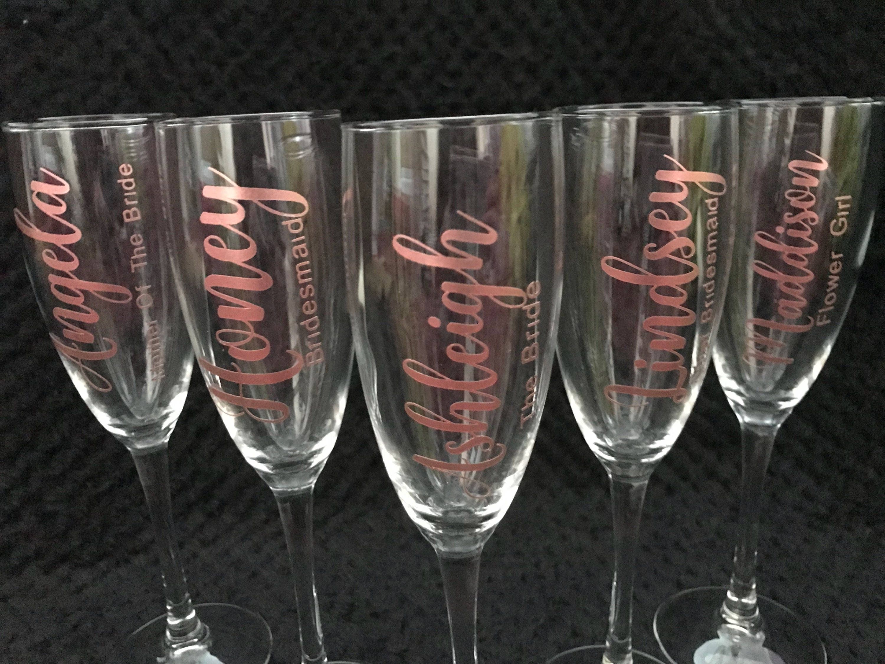 Bridal champagne flutes personalised champagne flutes rose Etsy