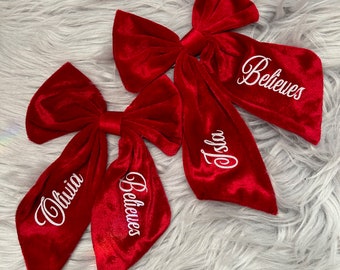 Personalised Christmas Hair Bow, XL velvet hair bow, Christmas bow, Christmas gift, Christmas Hair Accessories