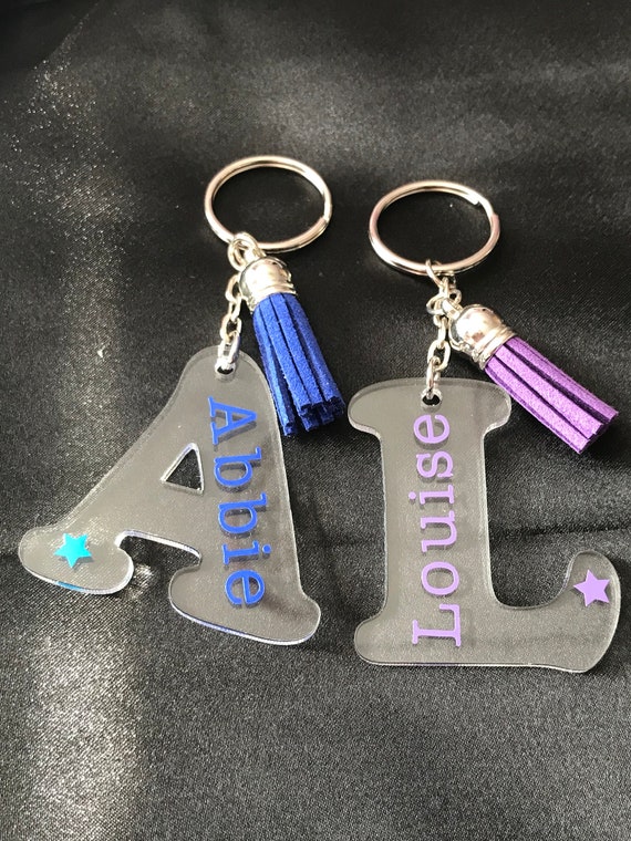 Kids Colourful Personalised Alphabet Letter Name Initial Tag Charm Keyring