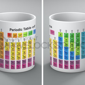Taza de elementos de tabla periódica, tazas, ciencia, química, friki, nerd, profesor, estudiante