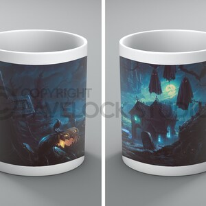 Halloween Tasse Becher Grabhof Fledermaus Fledermäuse Kürbisse Hexen Geister Geister Gruselig