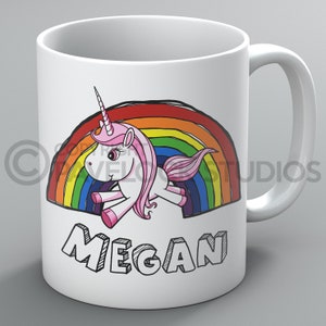 Unicorn Mug Mugs Name Unicorns Rainbow Rainbows Magic Girls Kids Funny Cute Gift