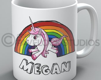 Unicorn Mug Mugs Name Unicorns Rainbow Rainbows Magic Girls Kids Funny Cute Gift