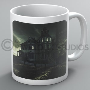 Halloween Mug Mugs Haunted House Bats Pumpkins Witch Witches Ghost Ghosts Scary