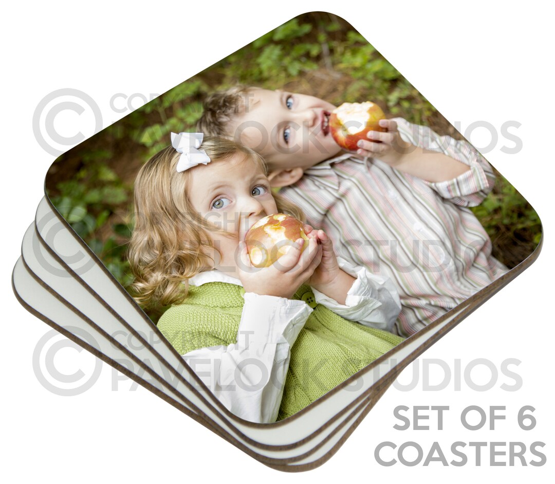 Printed Photo Coasters / 6 / Coaster Text Photos Image Personalised ...