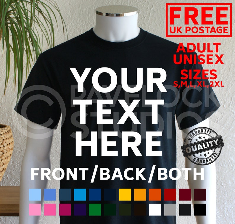 Personalised T-Shirt Custom Design Your Own Printed T Shirts T-Shirts Text Stag Hen Nights Party Holiday Gift 