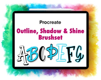 Procreate Brushset - Outline and Shadow - Contour Brush, Outlines, Lettering Brush, Procreate Brush, Calligraphy, Glow Brush, Shadow Brush