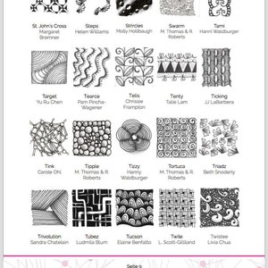 Zentangle Pattern Catalog, Tangle Pattern Overwiew Printable image 2