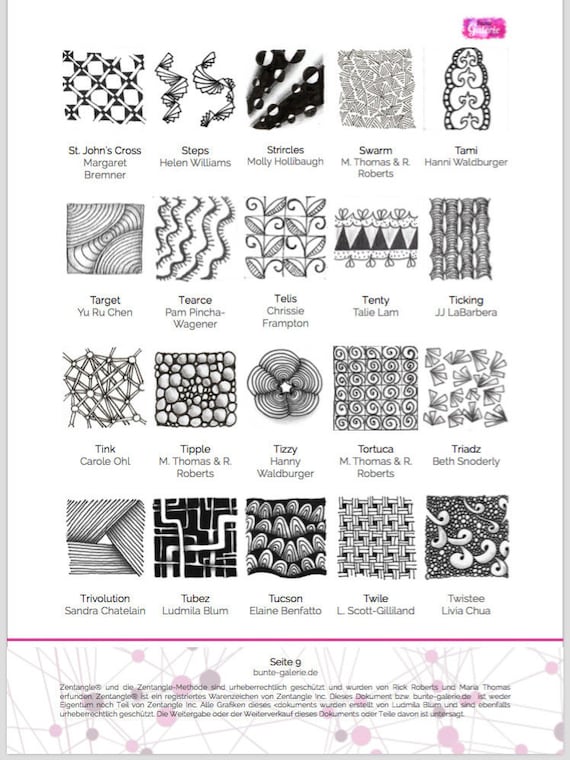 Zentangle Muster Katalog Zum Ausdrucken Tangle Patterns Etsy