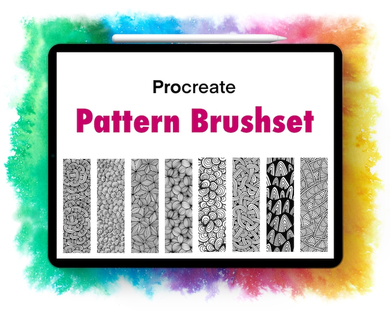 Procreate Pattern Brushset: 10 Brushes nahtlose Muster. Muster Pinsel, Textur Brush, Endlosmuster Procreate, Zentangle Brush, Doodle Brush Bild 1