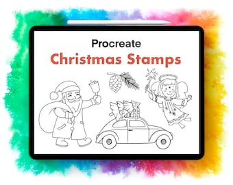 50+ Navidad Procreate Sello. Doodles de Navidad, pinceles de Navidad, sello de adviento, procrear sello de Navidad, Garodle Brushset