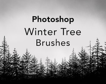 Photoshop Brush - Tree Stamps. Create wood scenes, winter tree illustrations, Christmas trees or fall related graphics with Photoshop.