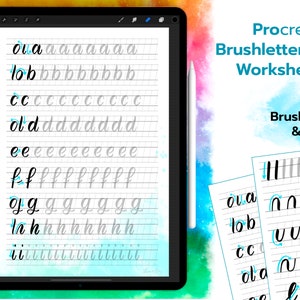 Procreate Brushlettering Guide digital lettern lernen, Procreate Lettering Übungen, Brush und PDF, Procreate Lettering Vorlagen Bild 1