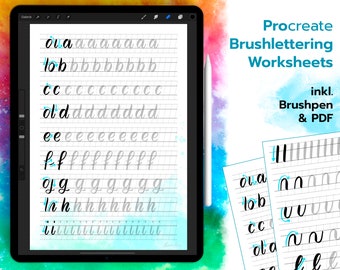 Procreate Brushlettering Guide - digital lettern lernen, Procreate Lettering Übungen, Brush und PDF, Procreate Lettering Vorlagen