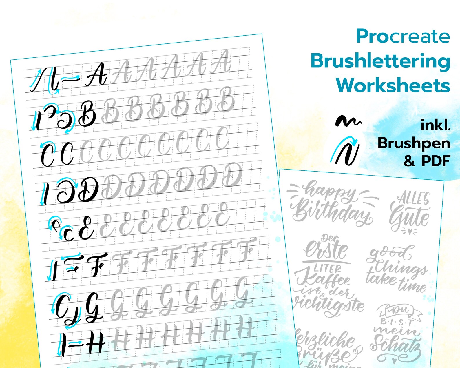 Brush Lettering Exercises Procreate Brushlettering Guide - Learn to Letter Digitally, Procreate ...