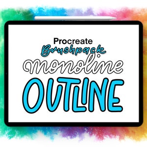 Pincel de contorno de procrear: Pincel monolínea con contorno, sombra o resplandor. Colores y tamaño seleccionable. Handlettering en iPad