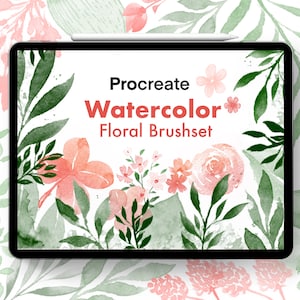 Procreate ブラシ: 水彩花、葉、枝、花水彩ブラシ、水彩 Procreate、水彩ブラシ、フラワー スタンプ Procreate