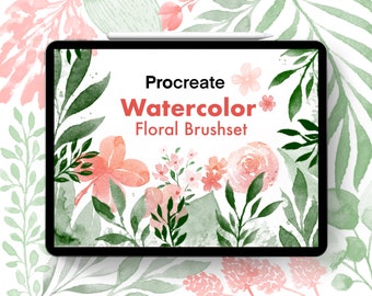 Procreate Brushset: Watercolor Florals, Watercolor Flower Stamps, Watercolor Leaves, Greenery, Procreate Stamps, Procreate Watercolor Brush