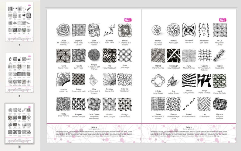 Zentangle Pattern Catalog, Tangle Pattern Overwiew Printable image 3