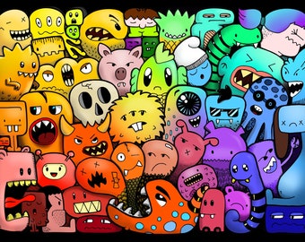 Printable Doodle Monster - Colored Poster