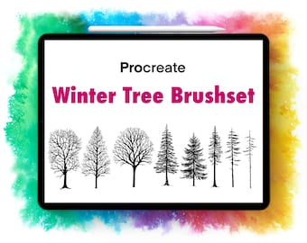 Procreate Brush - Tree Stamps. Create wood scenes, winter tree illustrations, Christmas trees or fall related graphics with an iPad quickly.